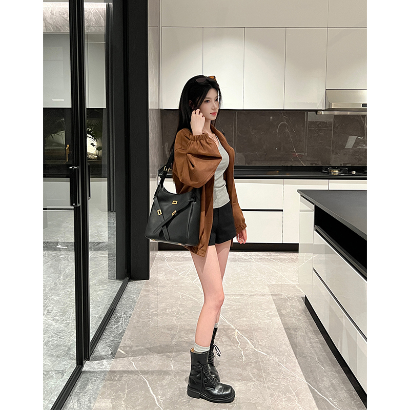 OCANDY马丁靴真皮厚底粗跟中筒