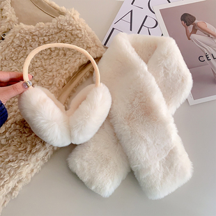 耳罩冬女韩版 耳暖 可爱护脸白色耳包加厚冬天护耳保暖耳捂围脖套装