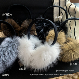 冬天保暖耳罩女长毛加厚大号皮草护耳耳捂子防寒可折叠气质软耳包