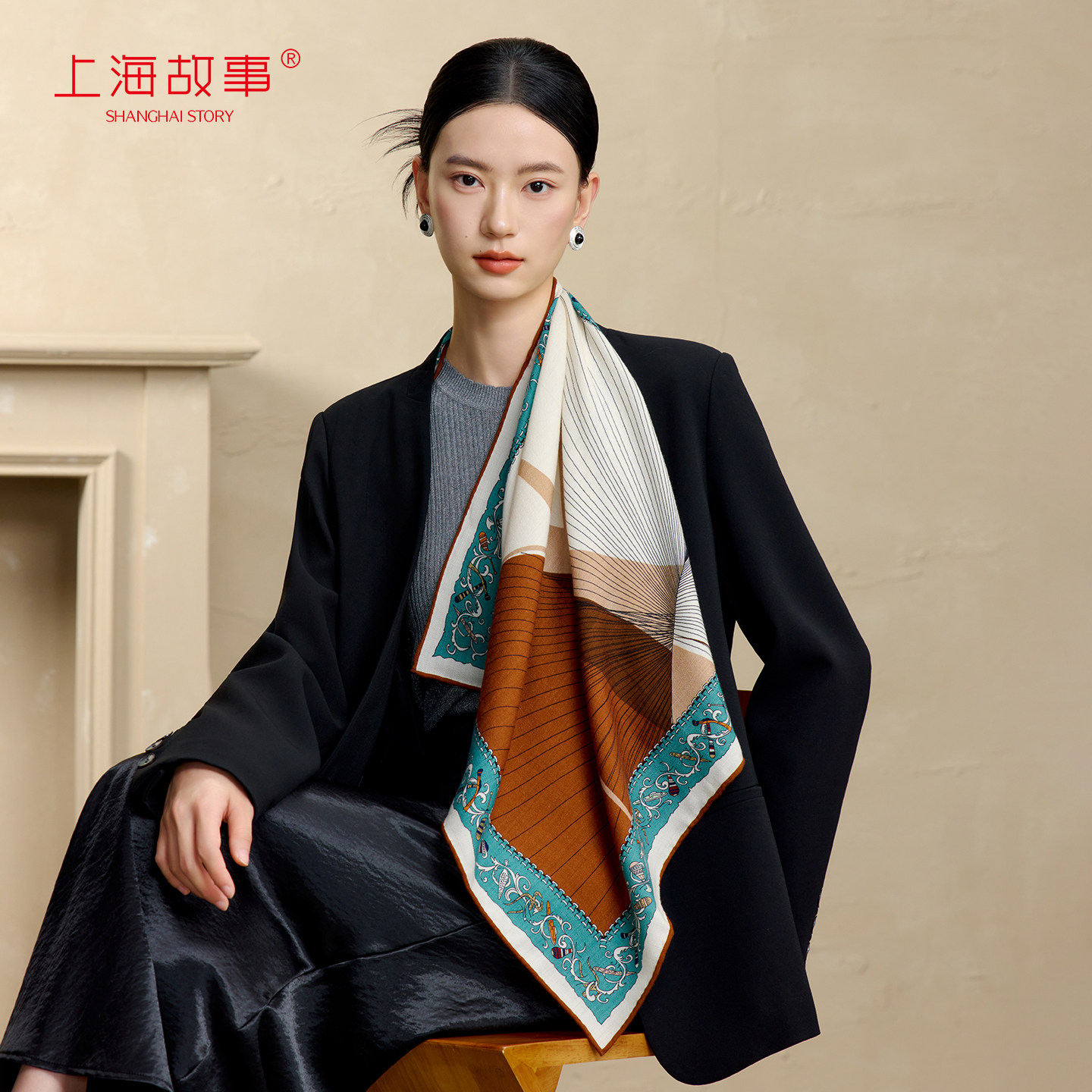 上海故事2025秋冬新款绵羊毛保暖围巾双面印花人字纹中方巾女礼盒,服饰配件/皮带/帽子/围巾,围巾/丝巾/披肩,淘宝优惠券,粉丝福利购,淘宝优惠卷