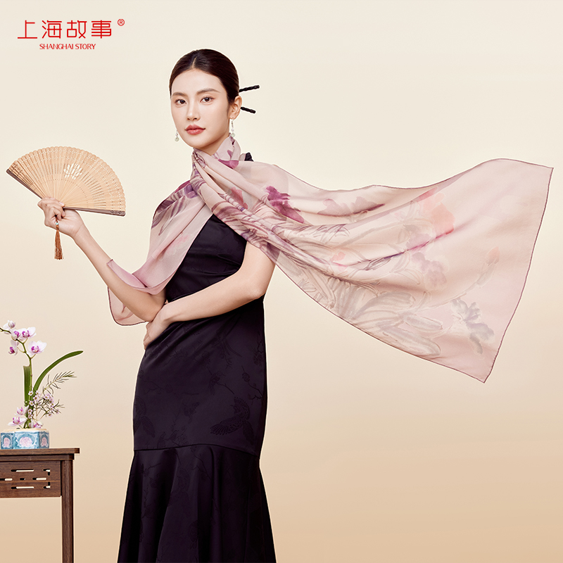 上海故事秋冬新款真丝披肩女