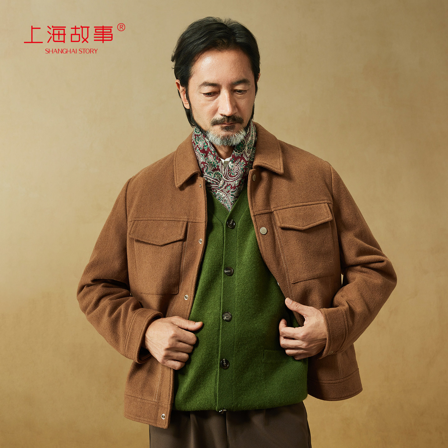 上海故事丝毛双面印花中方巾