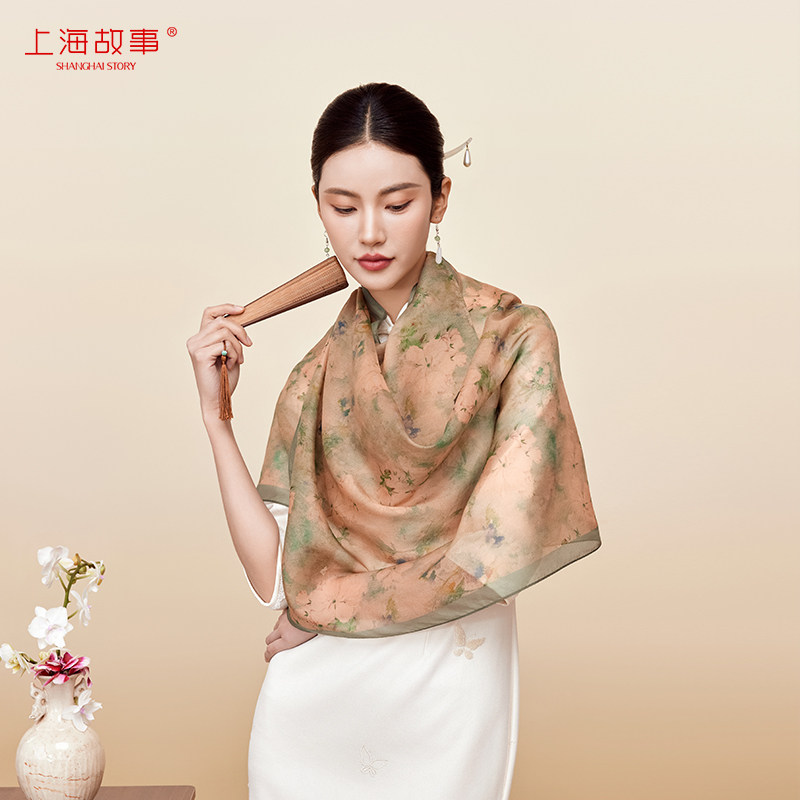 上海故事秋冬新款真丝披肩女