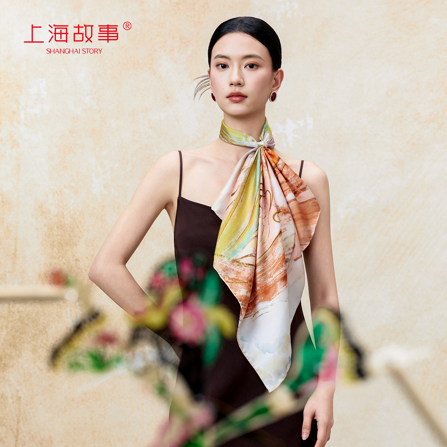 【敦煌系列】上海故事2026春夏新款桑蚕丝印花中方巾女礼盒送长辈