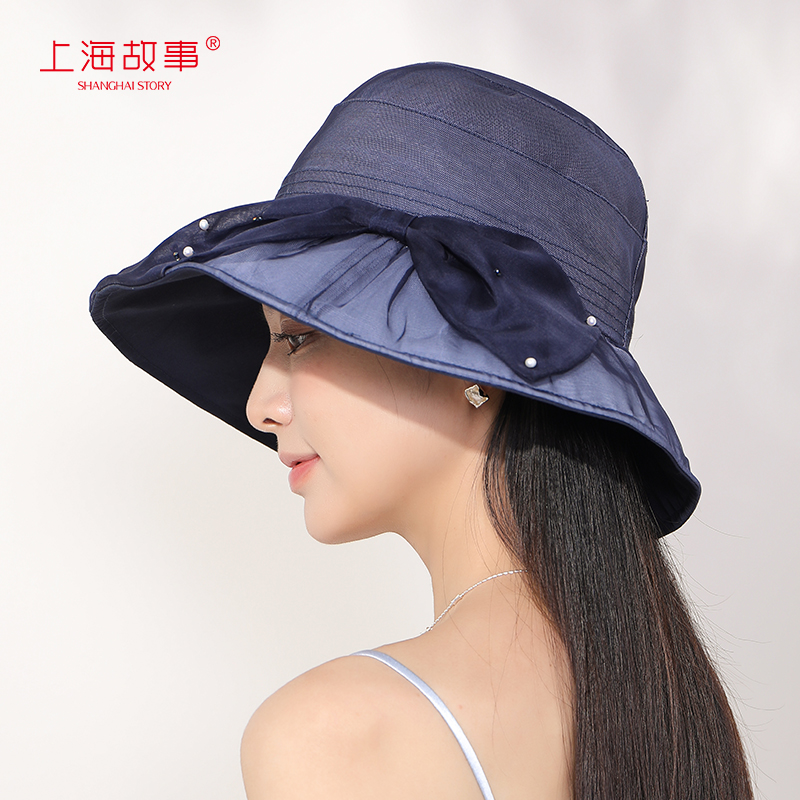 优雅百搭时尚网纱褶皱渔夫帽