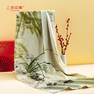 專柜同款 上海故事桑蠶絲巾女真絲雙層披肩長巾送長輩禮物禮盒
