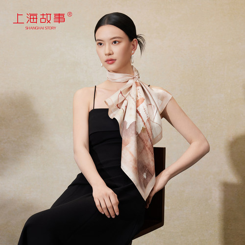 上海故事印花桑蚕丝中方巾礼盒