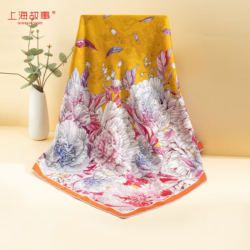 上海故事印花大方巾披肩女