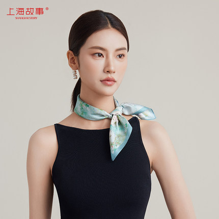 上海故事2025春夏新款桑蚕丝印花真丝小方巾丝巾妈妈款送长辈礼物
