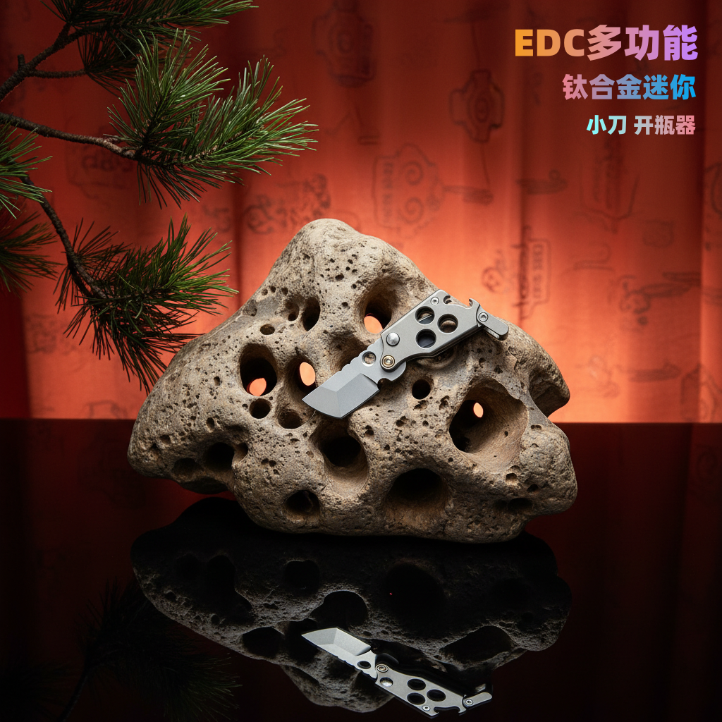 EDC迷你钛合金多功能折叠小刀防随身带开箱拆快递锋利水果钥匙扣