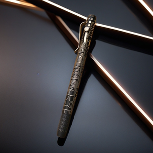 EDC流行杀马特人脸纹钛合金侧推按压中性签字笔随身家用办公手写