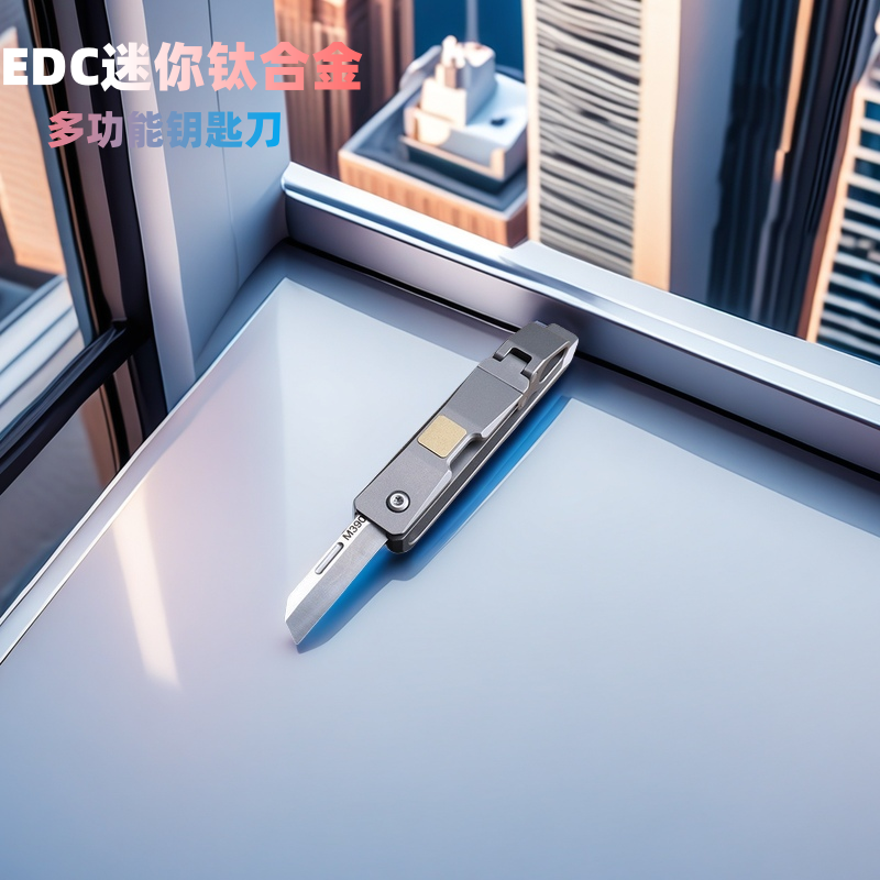 EDC户外多功能M390钛合金迷你小刀便开箱拆快递钥匙扣防随身工具