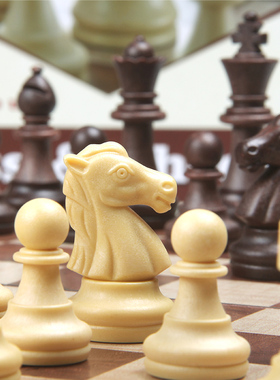 UB友邦大号仿木制国际象棋套装西洋跳棋64格磁性塑料棋子折叠棋盘