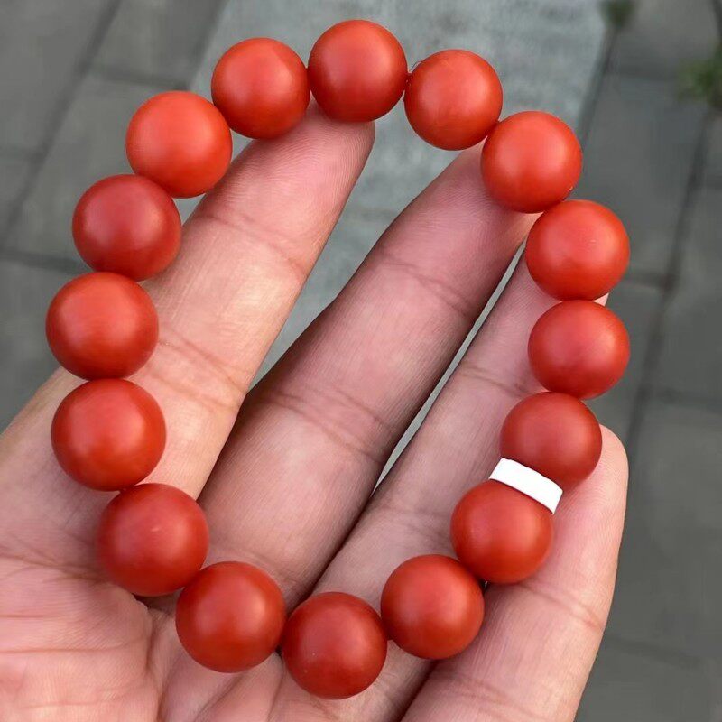 保山南红手串天然保山南红手链玛瑙满色满肉单圈圆珠手链男女款