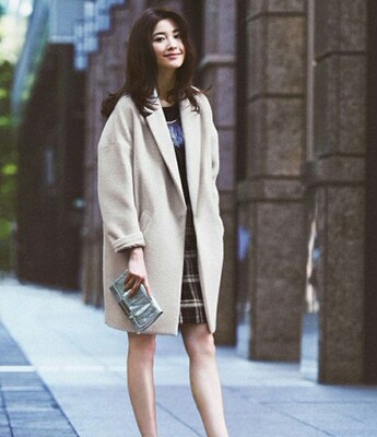 中款森系ins羊绒大衣女子外套