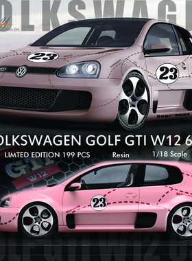 IVY 1/18 大众 高尔夫W12 650 树脂汽车模型 收藏限量 粉猪GULF