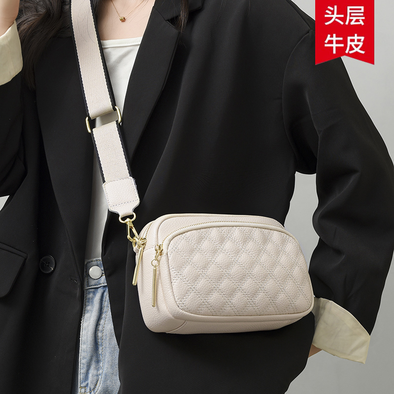 真皮包包女2026新款时尚菱格斜挎小包包女单肩包软皮多层女士小包