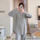 产后3月份6孕妇睡衣哺乳 薄款 大码 月子服200斤带胸垫莫代尔春夏季