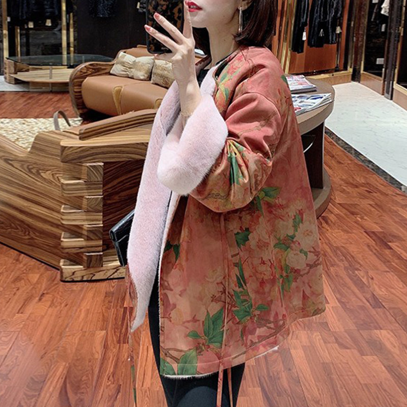 ZM1019 겨울 개선 HANFU 모피 자켓 패턴 새로운 느슨한 수입 밍크 모피 짧은 코트 절단 사진