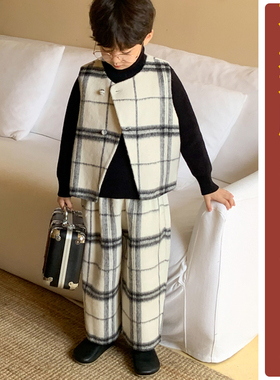 NT77宣传冬季男童双面羊绒宝甲毛呢套装纸样新款儿童潮马甲定制图