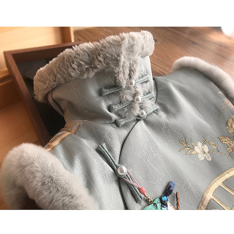 NS122 겨울 복고 퀼트 새해 인사 조끼 패턴 새로운 개선 치파오 조끼 두꺼워지고 따뜻한 절단 그림