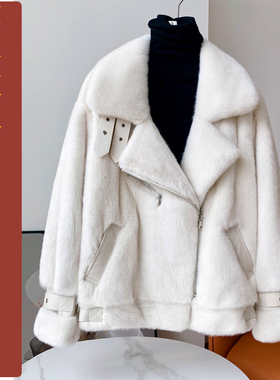 NS141小小鸟羊毛发货班服冬季水貂西装领机车短款纸样小众整貂