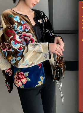 NS720春季金丝绒新中式休闲大码上衣纸样 新款复古绣花汉服定制图