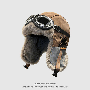 雷锋帽男款 加绒加厚保暖护耳飞行员帽子户外骑行防寒棉帽 冬季