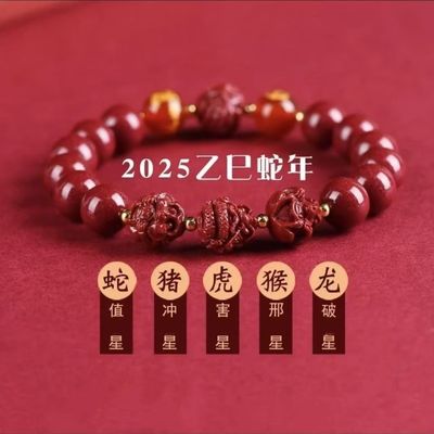 蛇年生肖紫金砂手串朱砂转运佛珠