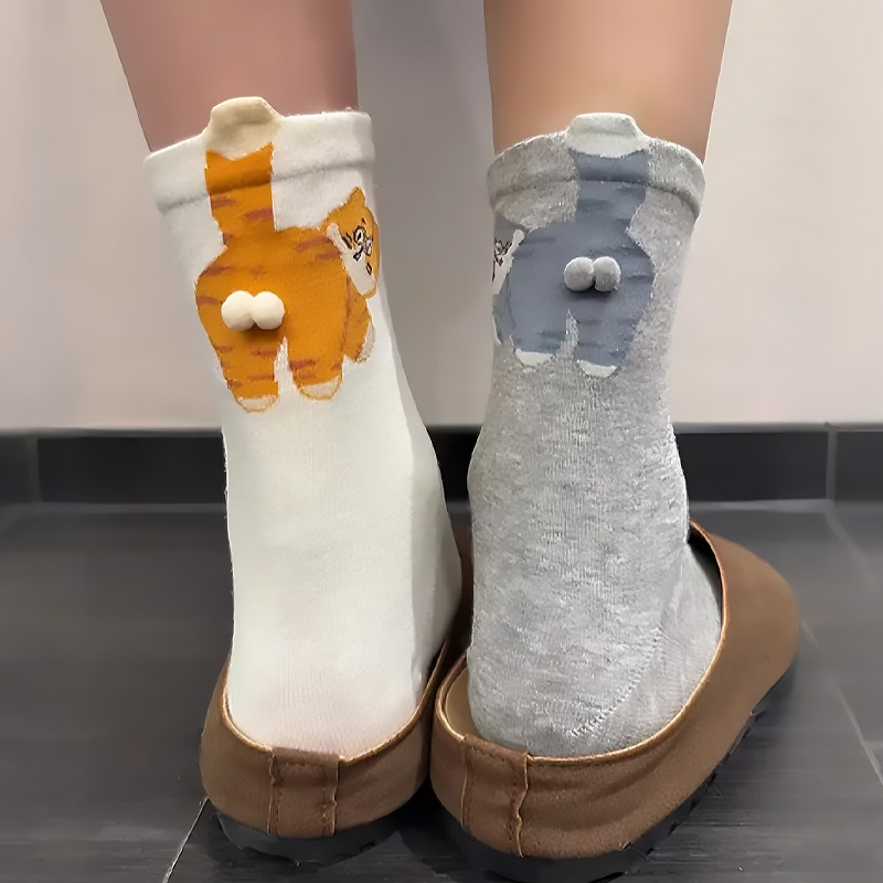 这袜子太可爱了！猫咪中筒袜