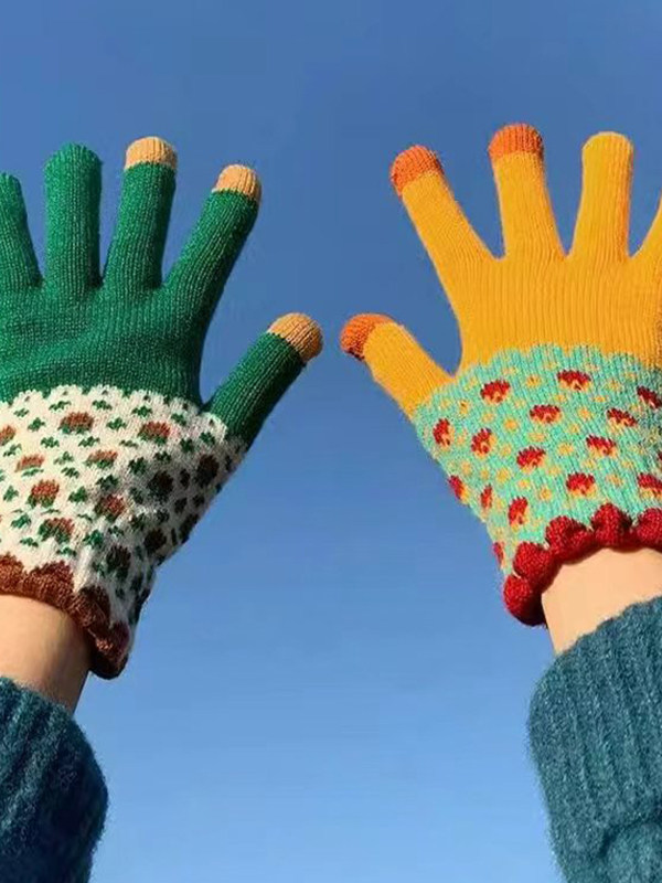 多巴胺拼色毛线手套女冬季2025新款加绒加厚保暖骑行触屏针织手套,服饰配件/皮带/帽子/围巾,手套,淘宝优惠券,粉丝福利购,淘宝优惠卷