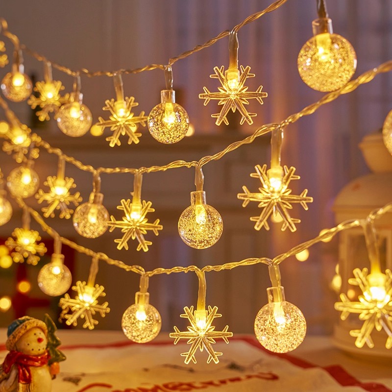 圣诞节雪花装饰灯户外圣诞树场景布置元旦新年氛围灯彩灯星星串灯