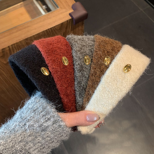 高质感！秋冬毛呢金标宽边发箍女2025新款头饰发卡高颅顶头箍发饰