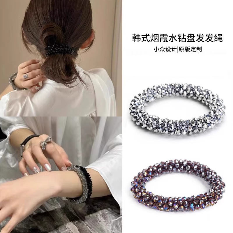 精致水晶穿珠发圈女气质名媛手链