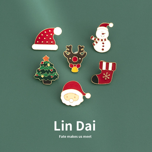 圣诞节系列老人胸针可爱日系金属徽章闺蜜礼物扣针衣服配饰别针女