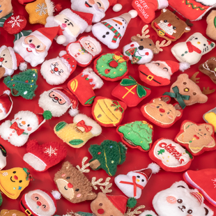 卡通可爱毛线圣诞节礼物胸针毛绒圣诞老人麋鹿公仔衣服装 饰别针