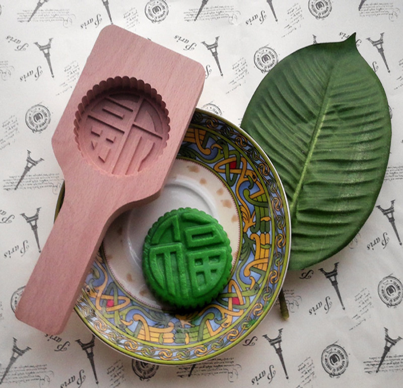 天然木制月饼绿豆糕点南瓜饼DIY橡皮泥模具模板模子儿童手工玩具