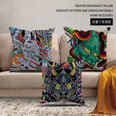 日式 饰靠枕刺青酒吧咖啡馆沙发抱枕靠背靠垫客厅床头午睡 纹身店装