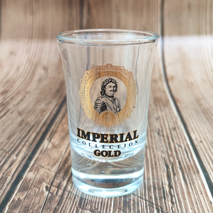 白酒杯子 口杯 玻璃杯 金色图案白酒杯 俄罗斯沙皇伏特加酒杯