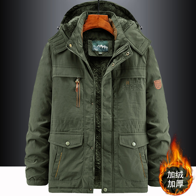 2022新款棉衣男冬季加绒加厚中长款棉袄宽松大码棉服多袋工装外套,男装,棉衣,淘宝优惠券,粉丝福利购,淘宝优惠卷