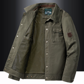 户外休闲工装 春秋新款 宽松大码 翻领多口袋上衣男装 外套男 夹克男士