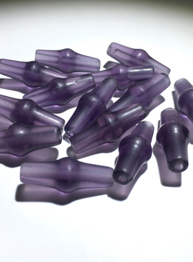 古法琉璃珠子紫色琉璃竹节珠紫罗兰色竹节管形散珠DIY手工配饰