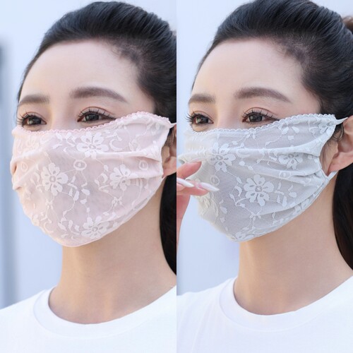 蕾丝防晒口罩女士夏季轻薄透气高颜值护眼角户外遮阳骑行加大面罩