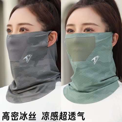 夏季男士挂耳防晒面罩护颈全脸防紫外线冰丝骑行钓鱼户外脖套口罩