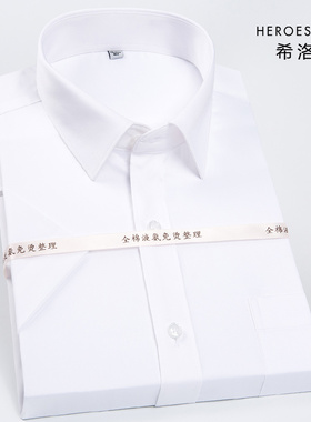 HN纯棉免烫高端商务丝光棉白色短袖男士衬衫高级感全棉加大码衬衣