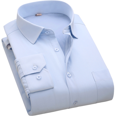 af天蓝色商务斜纹加绒男保暖衬衫