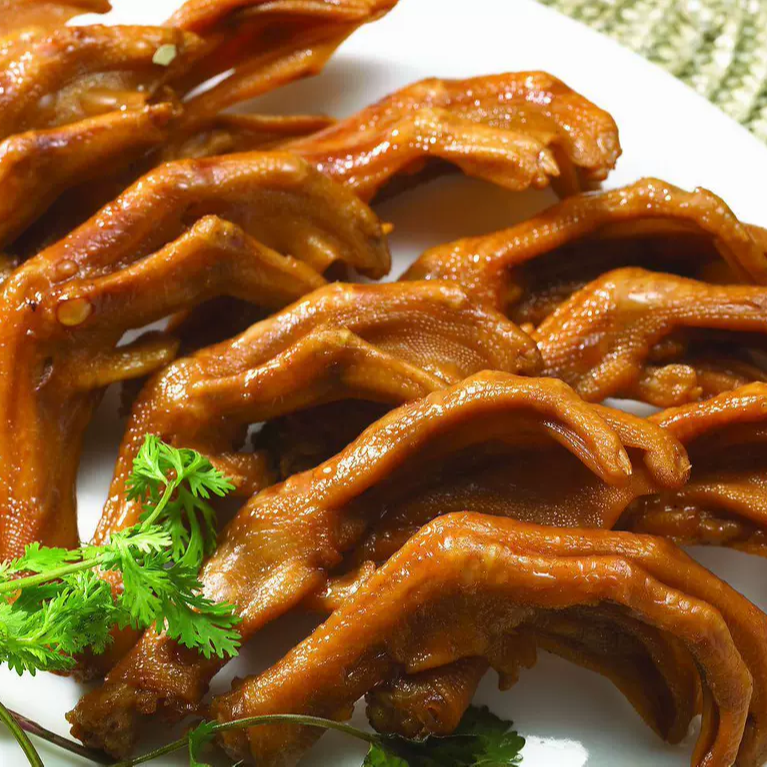 温州瑞安菜场熟食原味鸭掌香辣鸭掌，重量500克