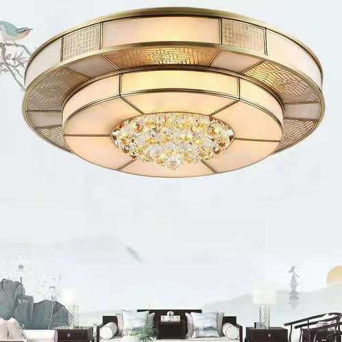 全铜LED三色吸顶灯中式