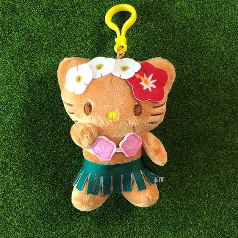 哈喽kt黑皮kitty包包挂件夏威夷游泳圈毛绒公仔凯蒂猫钥匙扣玩偶