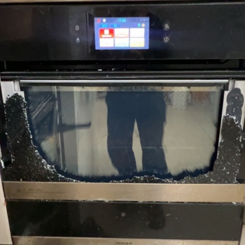 定做志邦嵌入式电烤箱KWS-B32L01黑色钢化玻璃破碎维修更换门面板